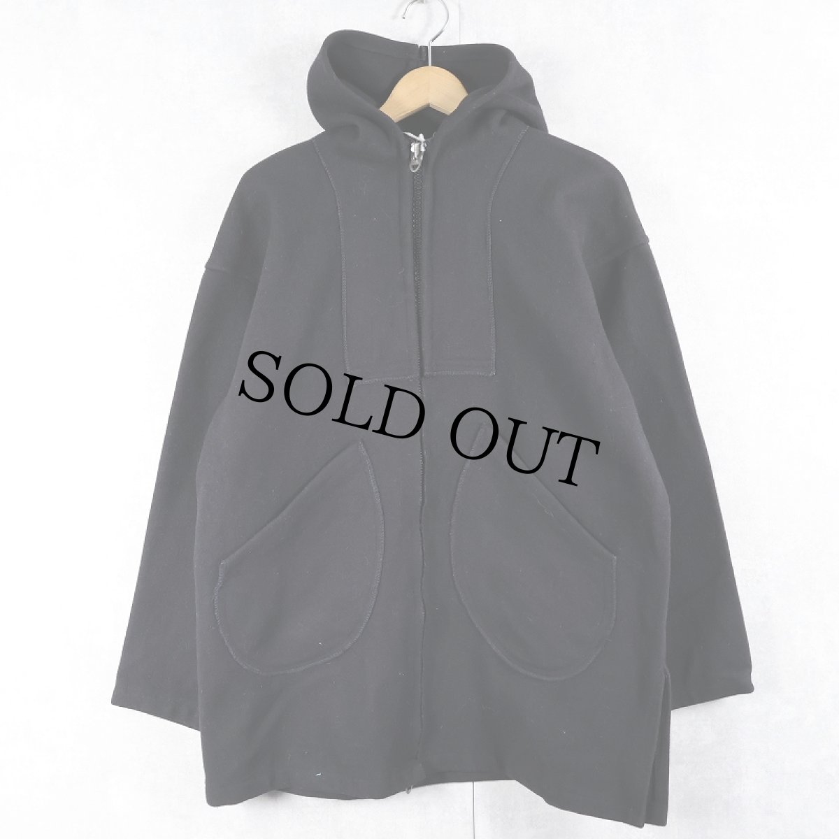 画像1: 40's〜 James W. Brine Co メルトンウールフードコート BLACK (1)