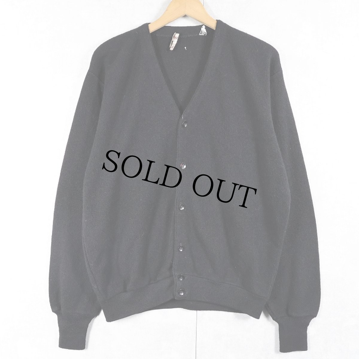 画像1: 60〜70's TOWNCRAFT Penneys ウールニットカーディガン BLACK L (1)