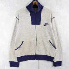 画像1: 70's NIKE TAIWAN製 オレンジタグ ロゴ刺繍 スウェットジップジャケット L (1)