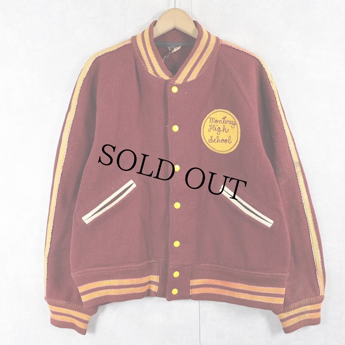 画像1: 60〜70's BUTWIN USA製 "Monterey High School" パッチ付き ウールスタジャン SIZE44 (1)