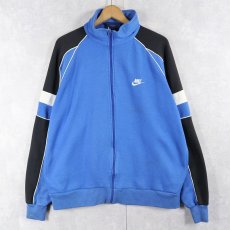 画像1: 80's NIKE 紺タグ ロゴ刺繍 スウェットジップジャケット XL (1)