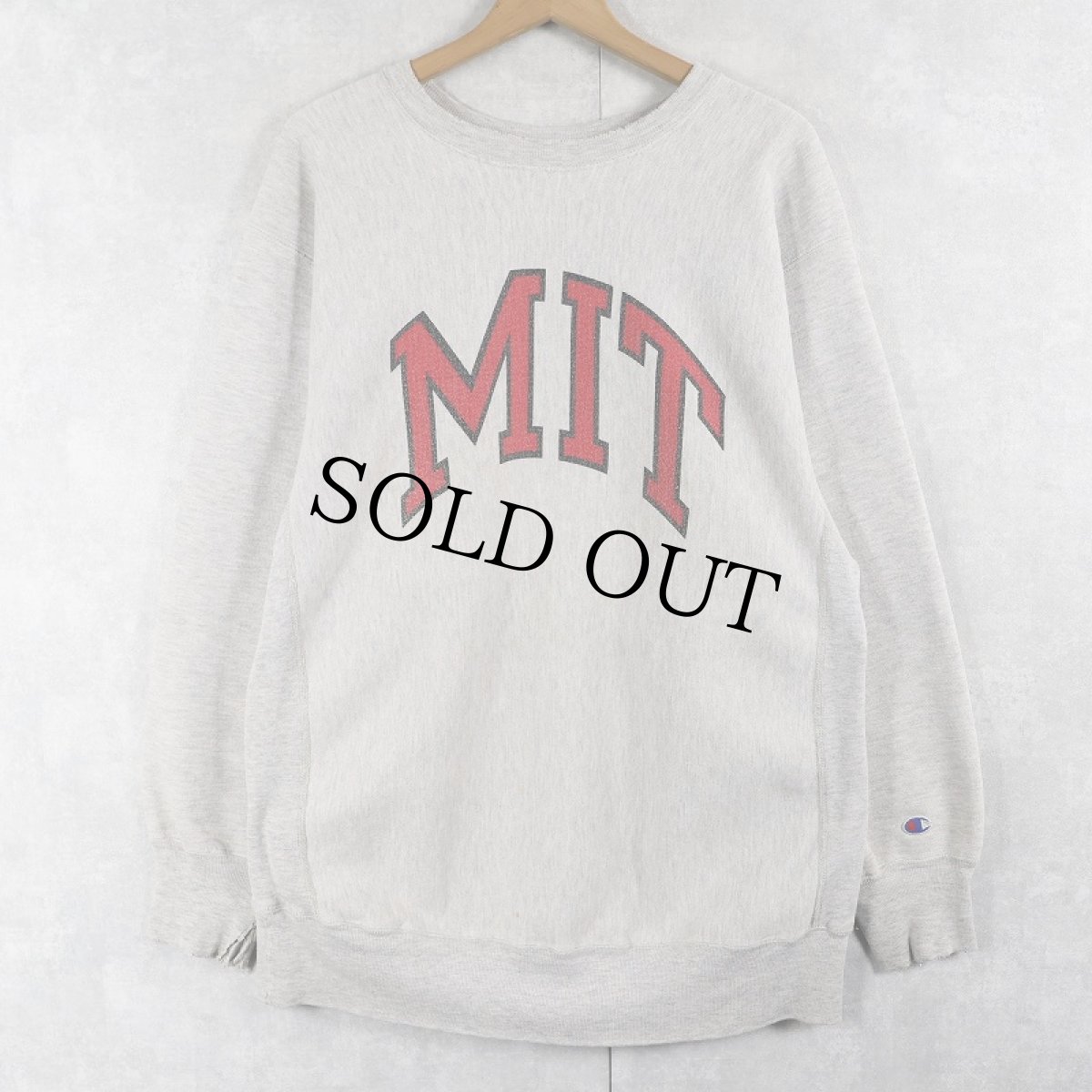 画像1: 80's Champion トリコタグ REVERSE WEAVE USA製 "MIT" 染み込みプリントスウェット XXL (1)