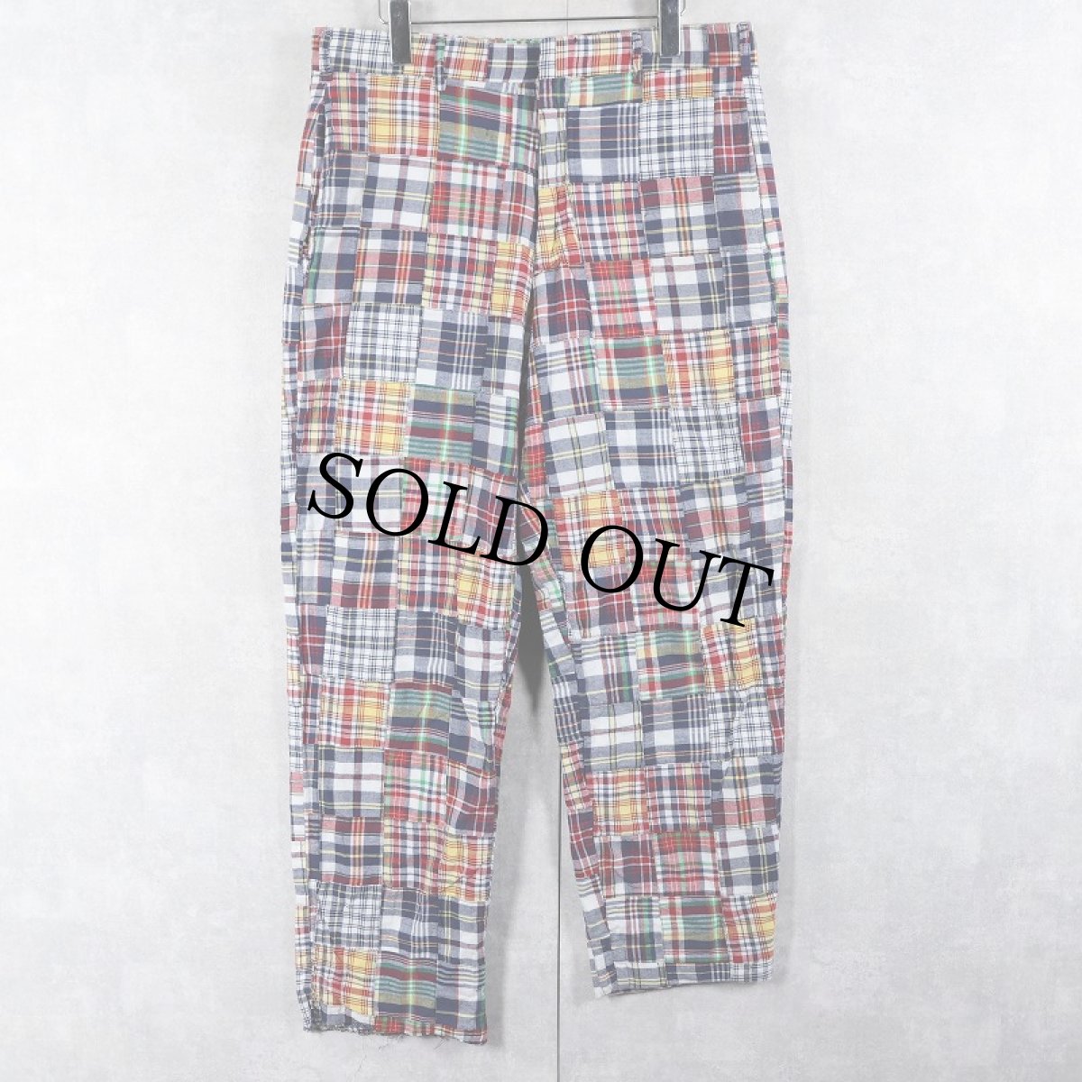 画像2: 80's〜 USA製 マドラスチェック柄 パッチワークパンツ W34 (2)