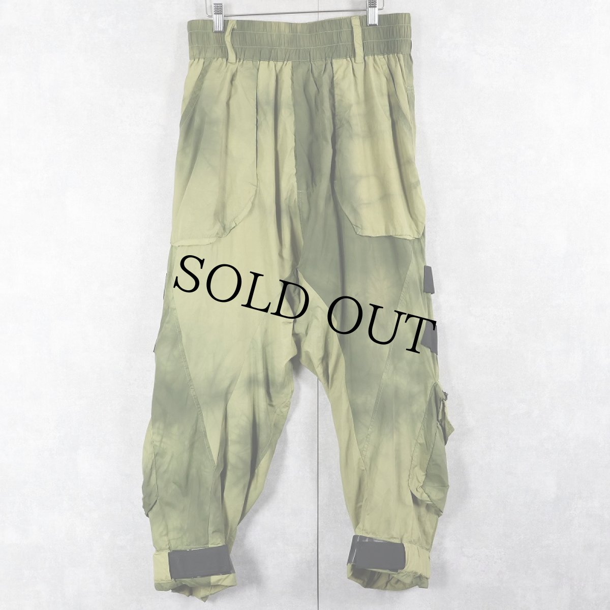 画像1: ISO. POETISM タイダイ柄 レイバーデザイン ナイロンサルエルパンツ L (1)