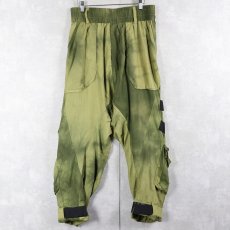 画像1: ISO. POETISM タイダイ柄 レイバーデザイン ナイロンサルエルパンツ L (1)