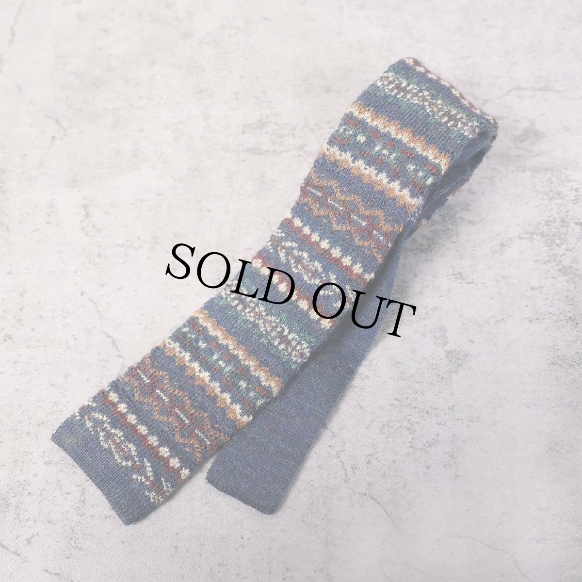 画像1: 90's LANDS'END フェアアイル柄 ニットネクタイ  (1)