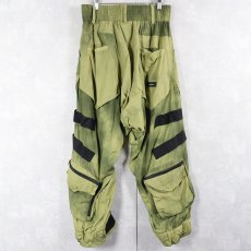 画像2: ISO. POETISM タイダイ柄 レイバーデザイン ナイロンサルエルパンツ L (2)