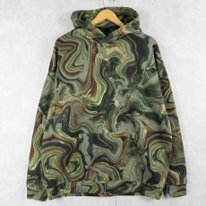 画像1: NO BOUNDARIES マーブル柄 スウェットフーディー L (1)