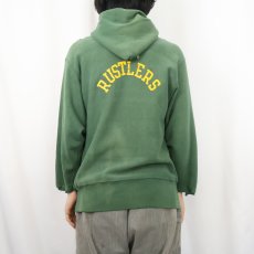 画像4: 70〜80's Champion 青単色タグ REVERSE WEAVE USA製 "C.M.RUSSELL" カットオフ プリントスウェットフーディー M (4)