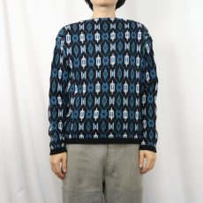 画像2: 60's〜 NOVA ノルディック柄 ジャガードニットセーター M (2)