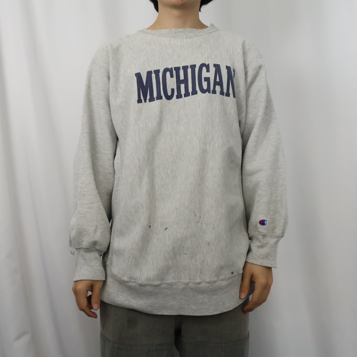 画像2: 80's Champion トリコタグ REVERSE WEAVE USA製 "MICHIGAN" 染み込みプリントスウェット XL (2)
