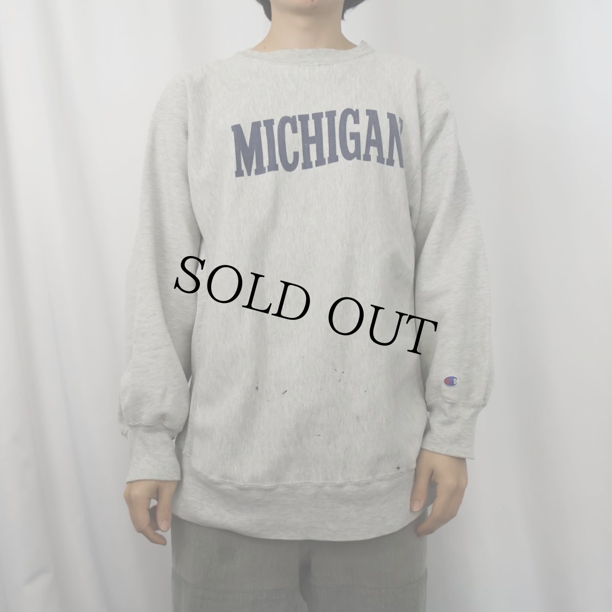 画像2: 80's Champion トリコタグ REVERSE WEAVE USA製 "MICHIGAN" 染み込みプリントスウェット XL (2)