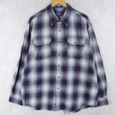 画像1: PENDLETON "PIONEER SHIRT" オンブレーチェック柄 ピマコットン×ウールシャツ XL (1)