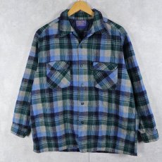画像1: 70's PENDLETON USA製 チェック柄 ウールオープンカラーシャツ  (1)