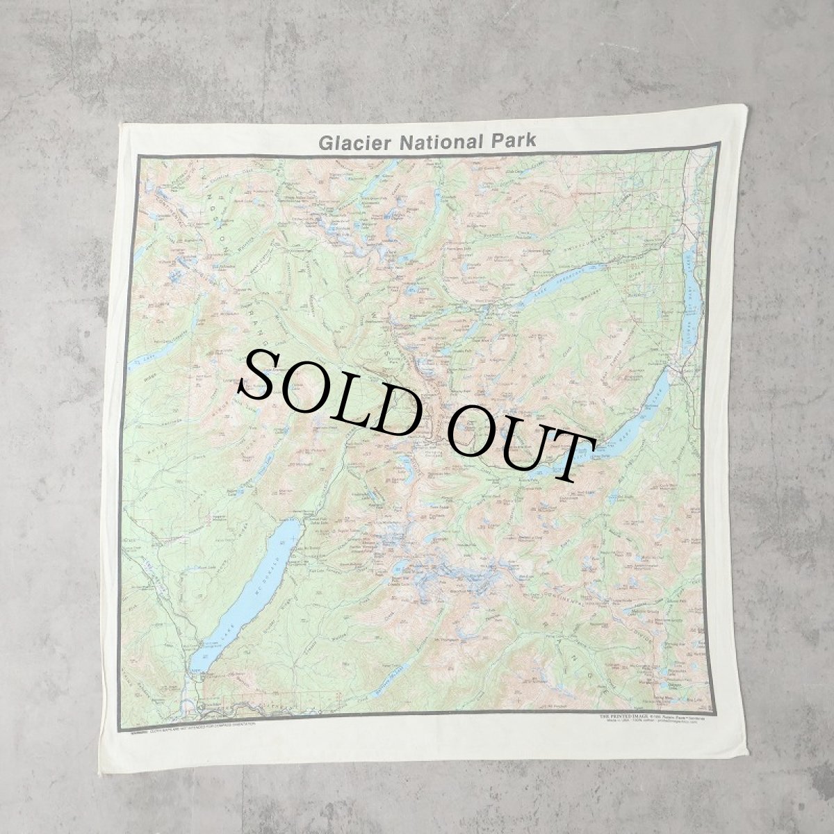 画像1: 90's The Printed Image USA製 "Glacier National Park" 地図プリントバンダナ (1)