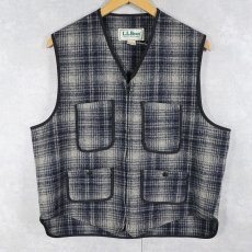画像1: 80's L.L.Bean USA製 チェック柄 ウールベスト M (1)
