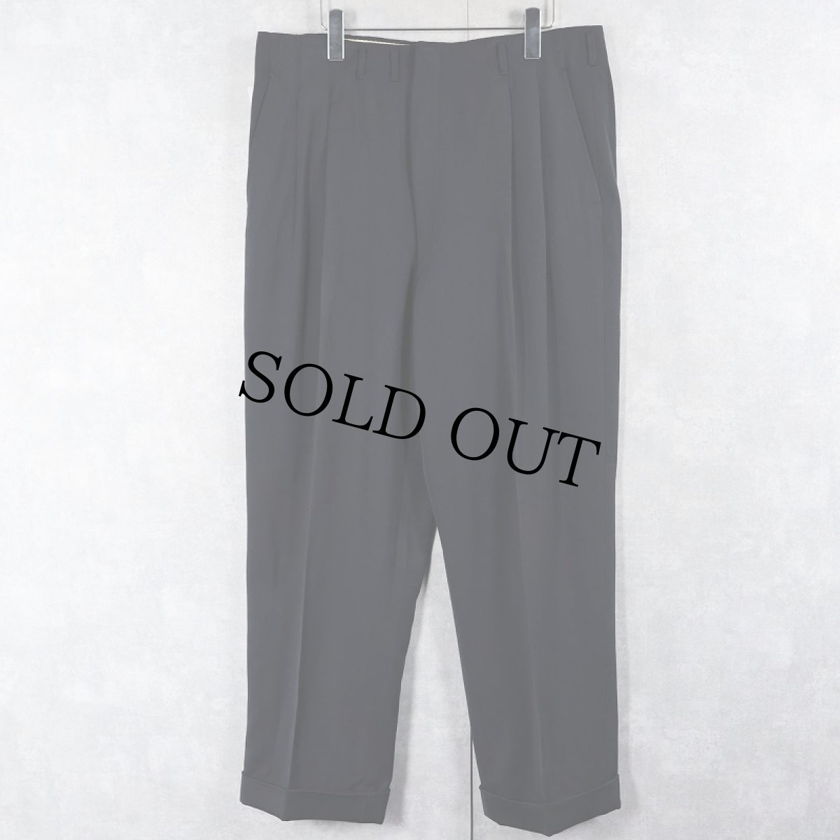 画像1: 50's CURLEE ストライプ柄 2タックウールスラックス BLACK W35 (1)