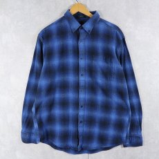 画像1: PENDLETON "MASON" オンブレーチェック柄 コットンボタンダウンシャツ L (1)