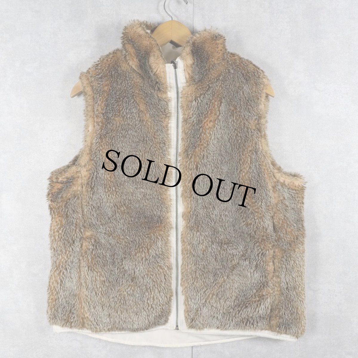 画像1: Jessica フェイクファー リバーシブルベスト L (1)