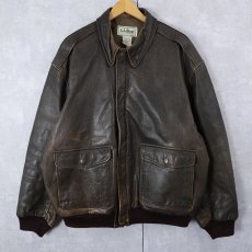 画像1: 80's L.L.Bean USA製 "A-2 TYPE" フライトレザージャケット BROWN L (1)