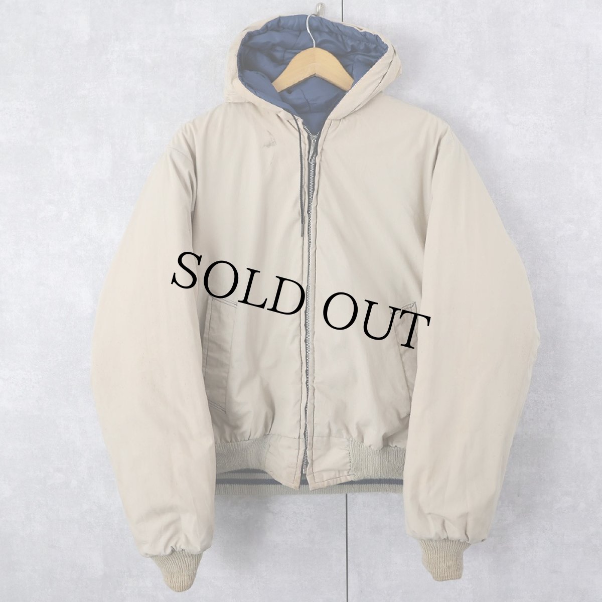 画像2: 70's 中綿入り リバーシブル キルティングジップパーカー (2)