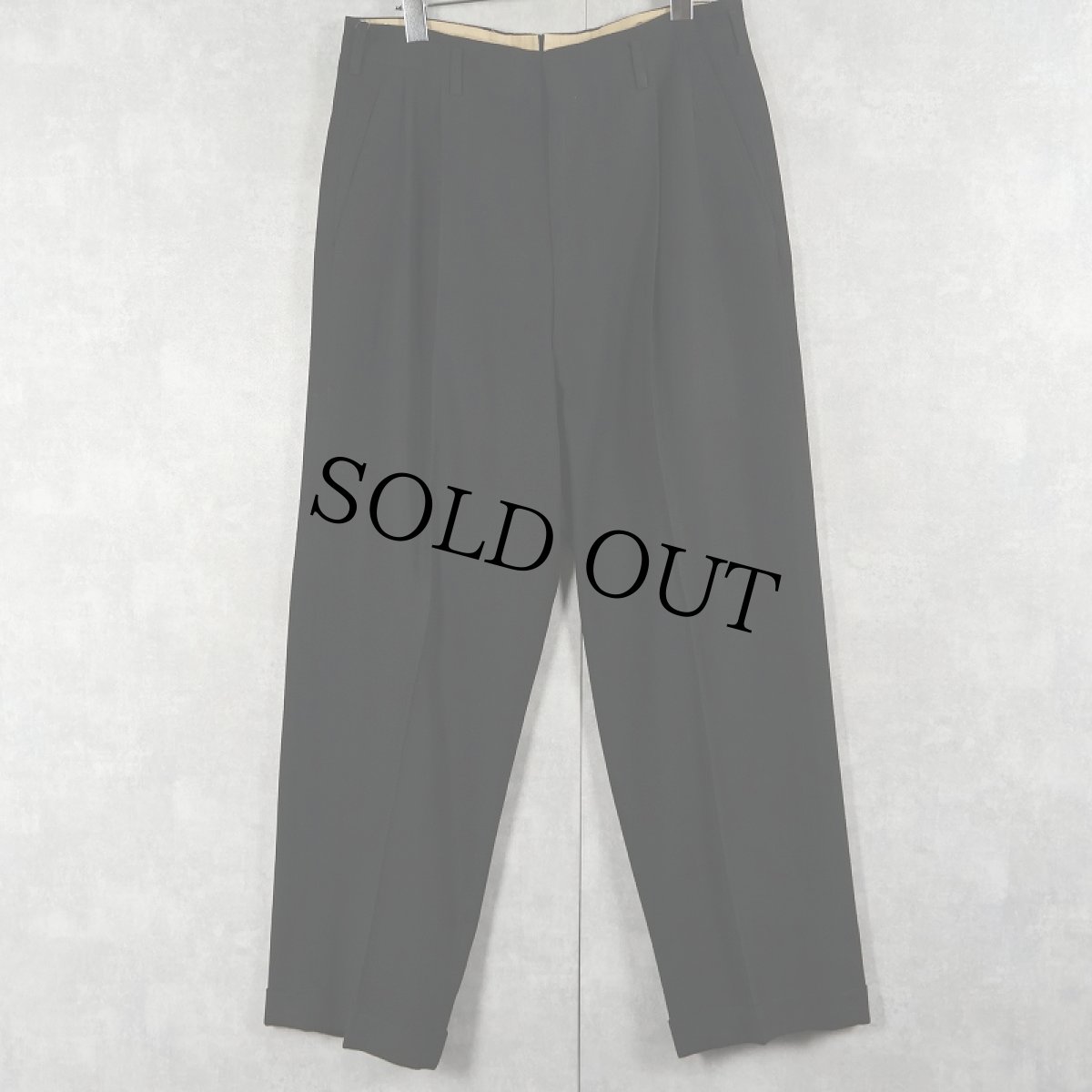 画像1: 〜60's チェック柄 2タックウールスラックス BLACK W32 (1)