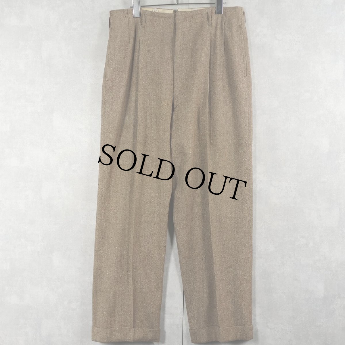 画像1: 50〜60's ネップ混 2タックウールスラックス W34 (1)