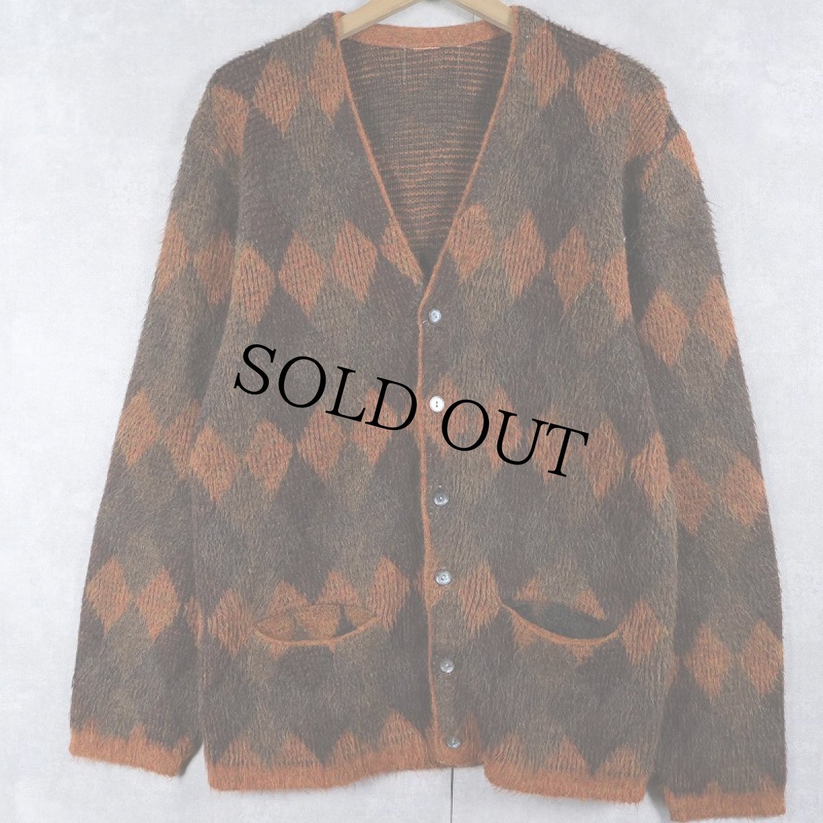 画像1: 〜60's アーガイル柄 モヘアニットカーディガン  (1)