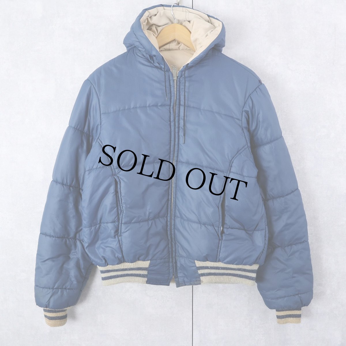 画像1: 70's 中綿入り リバーシブル キルティングジップパーカー (1)