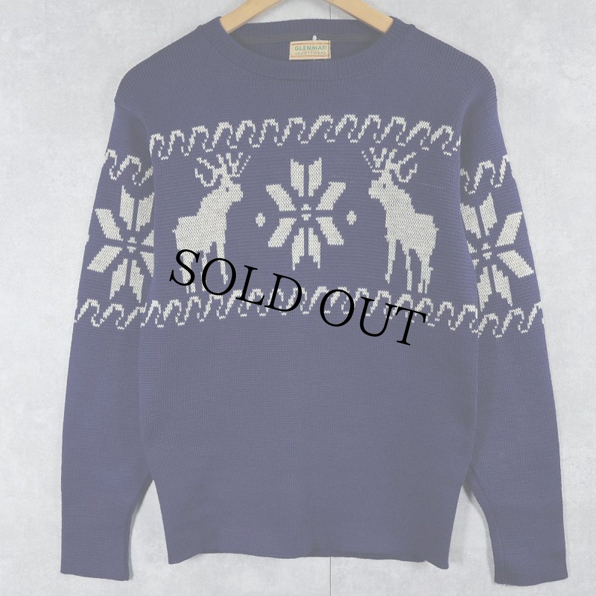 画像1: 40〜50's GLENMAR SPORTSWEAR トナカイ柄 ウールニットセーター NAVY (1)