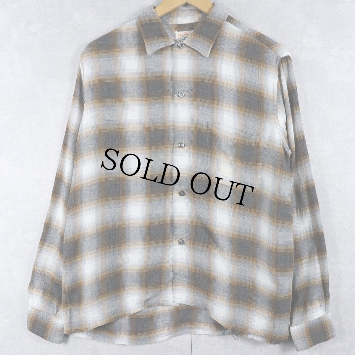 画像1: 60's Wolinetta by Mac Taggart オンブレーチェック柄 レーヨンシャツ M (1)