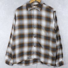 画像1: 60's Wolinetta by Mac Taggart オンブレーチェック柄 レーヨンシャツ M (1)