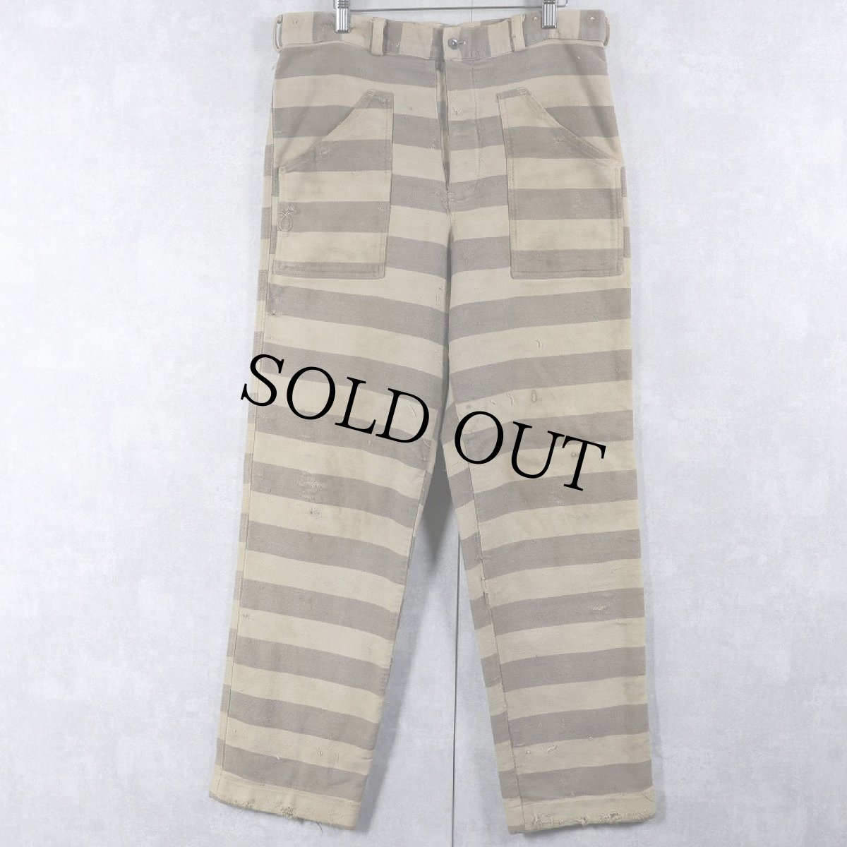 画像1: 50's〜 WESTERN COSTUME CO HBT プリズナーパンツ W35 (1)