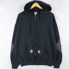 画像2: PAINLESS STEEL タトゥー&ボディピアスショップ プリントスウェットジップパーカー BLACK XL (2)