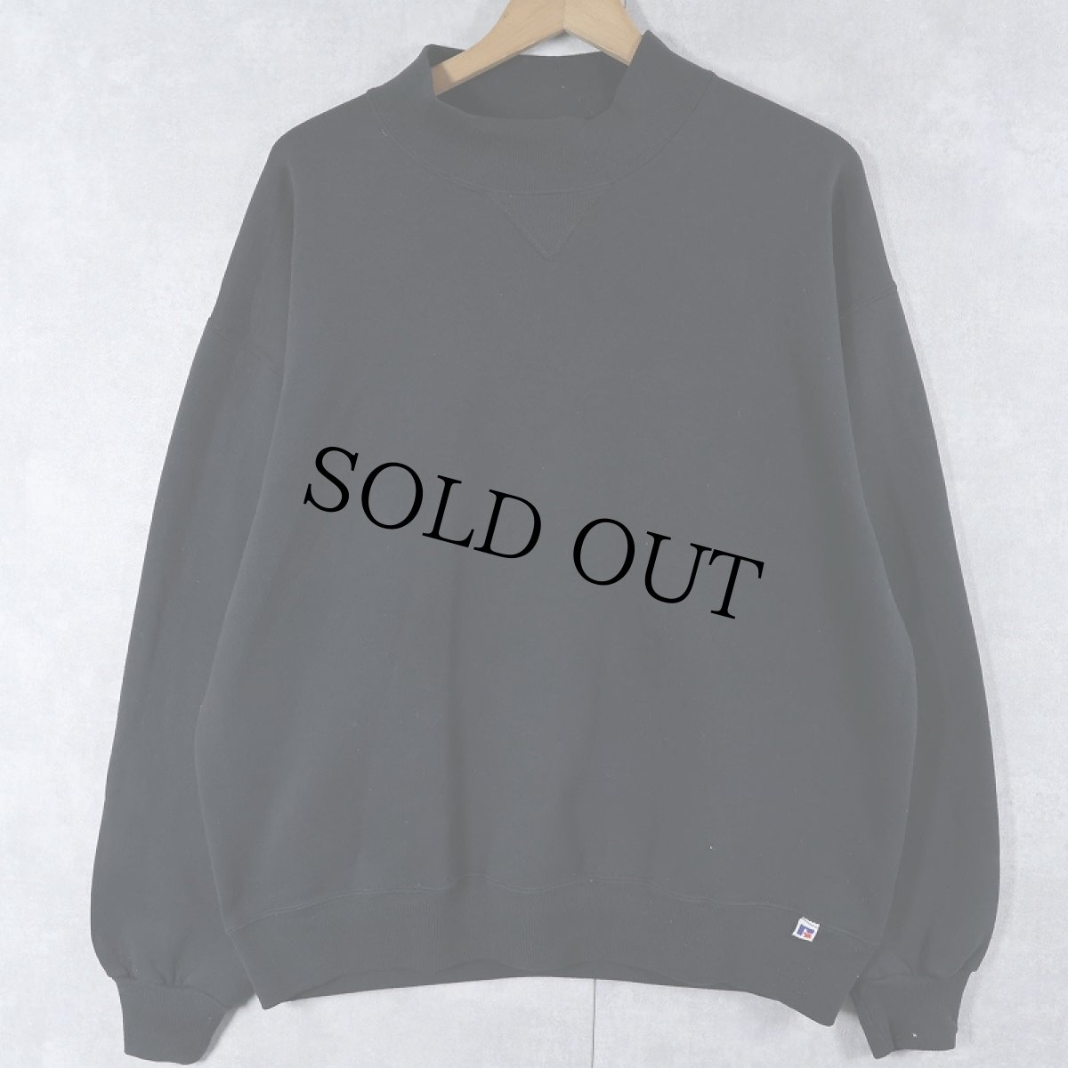 画像1: 90's RUSSELL ATHLETIC USA製 前V モックネックスウェット BLACK XL (1)