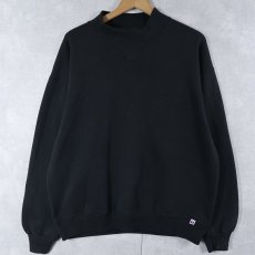 画像1: 90's RUSSELL ATHLETIC USA製 前V モックネックスウェット BLACK XL (1)