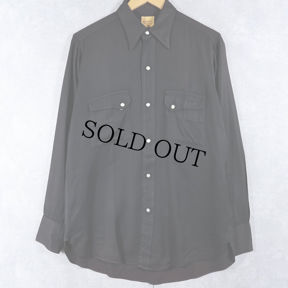 画像1: 40's UNIVERSITY Shirt レーヨンギャバジンシャツ BLACK (1)