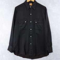 画像1: 40's UNIVERSITY Shirt レーヨンギャバジンシャツ BLACK (1)