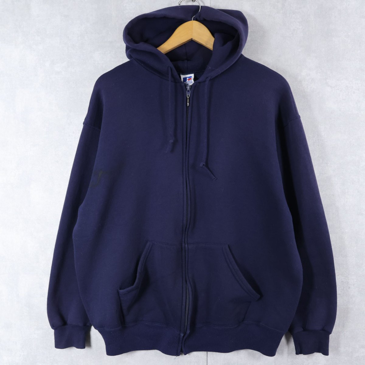 画像1: 90's RUSSELL ATHLETIC USA製 スウェットジップパーカー NAVY XL (1)