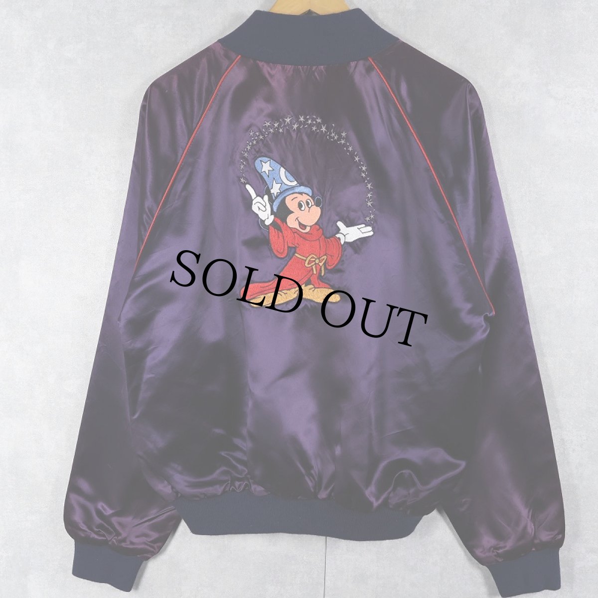 画像1: 80's Disney USA製 "MICKEY MOUSE FANTASIA" 刺繍サテンジャケット XXL (1)