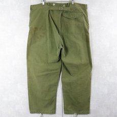 画像2: 40's SWEDISH MILITARY 針刺しシンチバック カスタムワークパンツ W42 (2)
