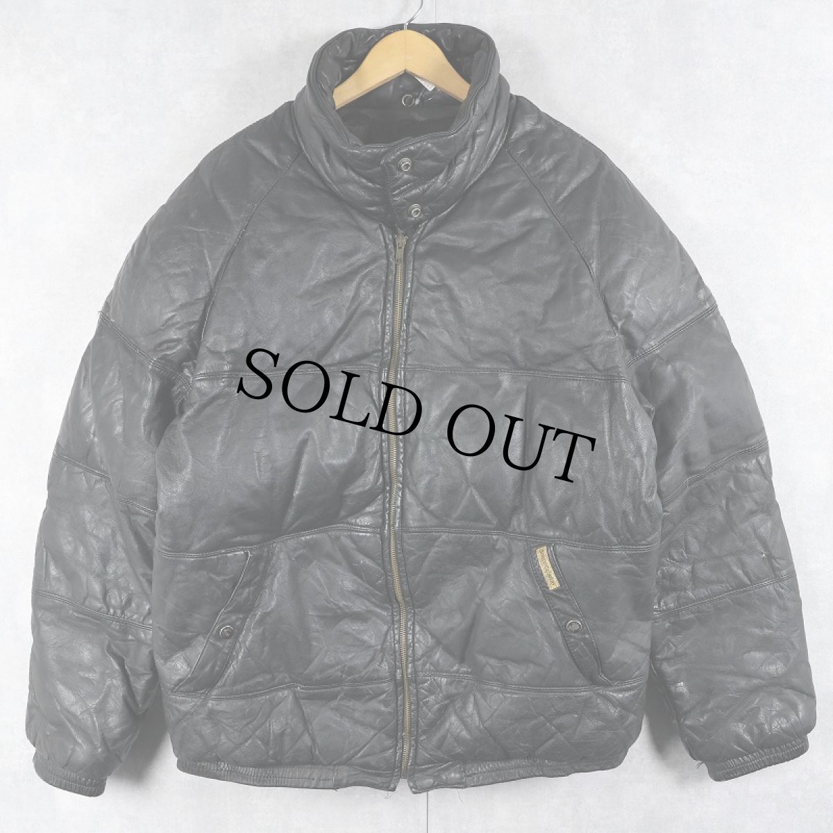 画像1: 80's DOUBLE GOOSE COUNTRY レザーダウンジャケット BLACK (1)