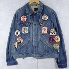 画像1: 70's Wrangler 124MJ USA製 ワッペンカスタム デニムジャケット SIZE48 (1)