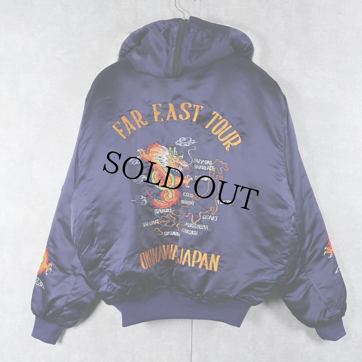 画像1: 80's "OKINAWA JAPAN FAR EAST TOUR" ラビットフード スーベニアジャケット NAVY L (1)