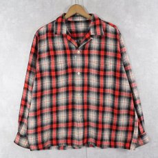 画像1: 60's〜 オンブレーチェック柄 ウールオープンカラーシャツ  (1)