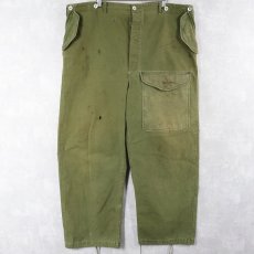 画像1: 40's SWEDISH MILITARY 針刺しシンチバック カスタムワークパンツ W42 (1)