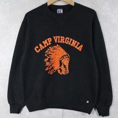画像1: 90's RUSSELL ATHLETIC USA製 前V "CAMP VIRGINIA" プリントスウェット BLACK M (1)