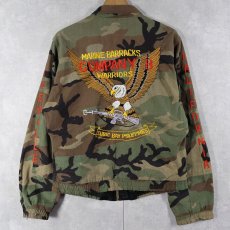 画像1: 80's U.S.M.C. "MARINE BARRACKS COMPANY B WARRIORS" ウッドランドカモ柄 スーベニアジャケット (1)