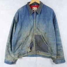 画像1: 70's Sears キルティングライナー デニムカバーオール L  (1)