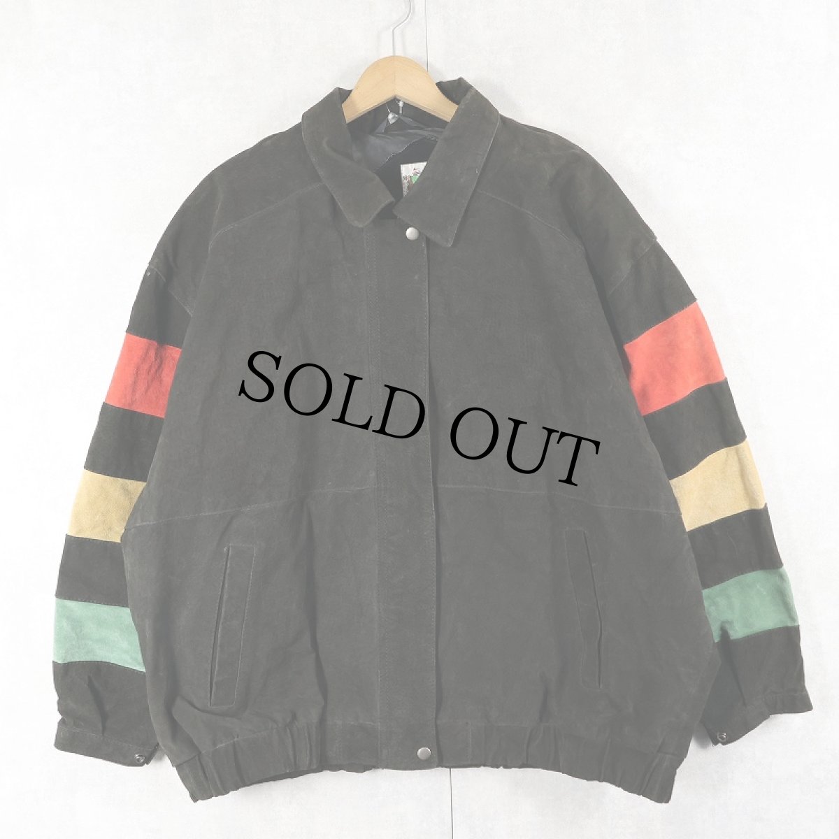 画像1: 90's Julia Michaels ラインデザイン ヌバックレザージャケット BLACK 3X (1)